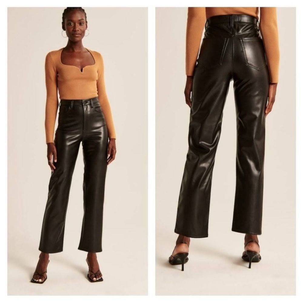 Abercrombie & Fitch Vegan Leather Ankle Straight Ultra High Rise Size 26 or 2S